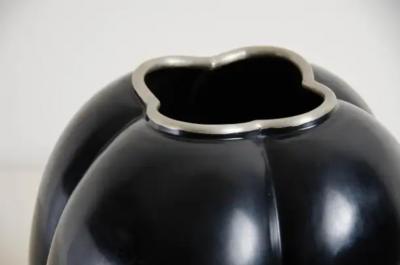 Robert Kuo High Tang Vase Black Lacquer by Robert Kuo Handmade Limited Edition