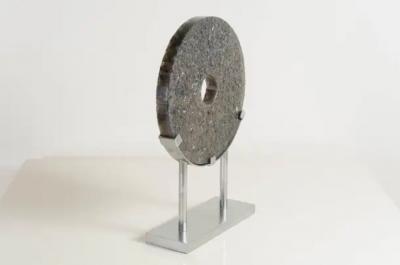 Robert Kuo Ice Carved Bi Disc in Smoke Crystal by Robert Kuo Limited Edition