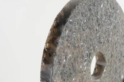 Robert Kuo Ice Carved Bi Disc in Smoke Crystal by Robert Kuo Limited Edition