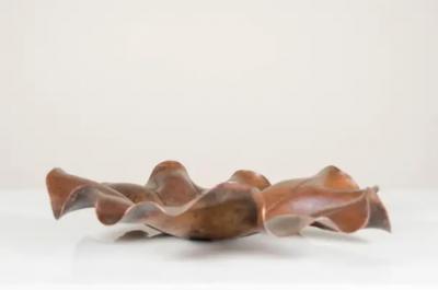 Robert Kuo Lotus Leaf Plate Antique Copper by Robert Kuo Hand Repouss Limited Edition