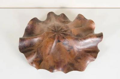 Robert Kuo Lotus Leaf Plate Antique Copper by Robert Kuo Hand Repouss Limited Edition