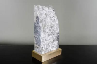 Robert Kuo Low Meru Light by Robert Kuo Crystal and Brass Limited Edition in Stock