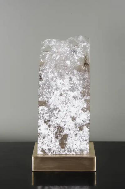 Robert Kuo Low Meru Light by Robert Kuo Crystal and Brass Limited Edition in Stock