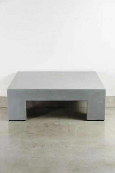 Robert Kuo Low Square Table in Grey Lacquer by Robert Kuo Limited Edition
