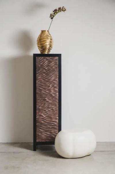 Robert Kuo Narrow Cabinet with Gobi Design Single Door by Robert Kuo Limited Edition