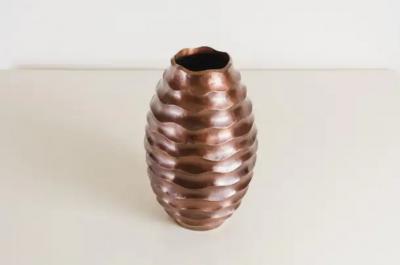 Robert Kuo Ola Vase Antique Copper by Robert Kuo Hand Repousse Limited Edition
