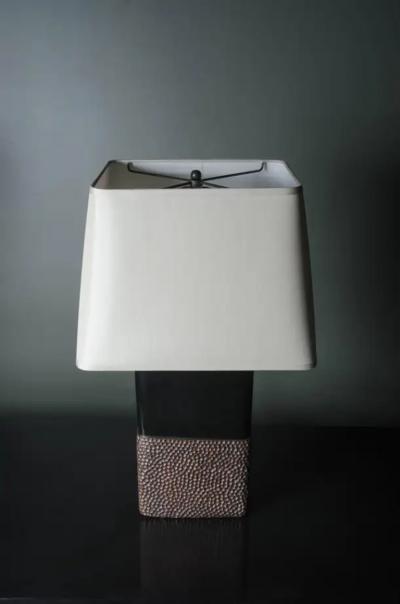 Robert Kuo Pebble Lamp Black Lacquer and Copper by Robert Kuo Limited Edition