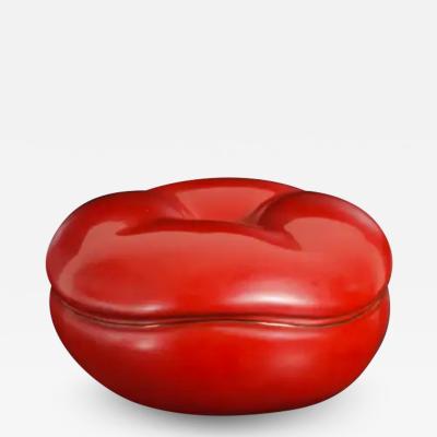 Robert Kuo Persimmon Box Red Lacquer by Robert Kuo Hand Repousse Limited Edition