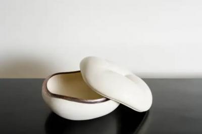 Robert Kuo Persimmon Box in Cream Lacquer by Robert Kuo Limited Edition