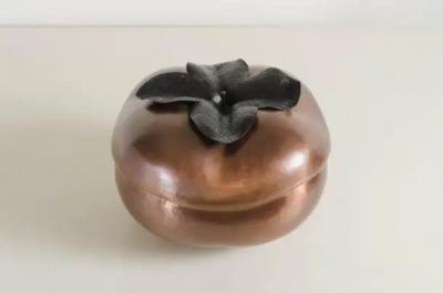 Robert Kuo Persimmon Sculpture Copper by Robert Kuo Hand Repousse Limited Edition