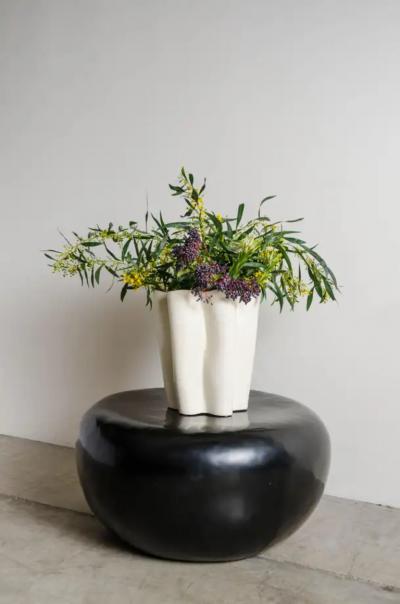 Robert Kuo Qi Seat Black Lacquer by Robert Kuo Hand Repousse Limited Edition