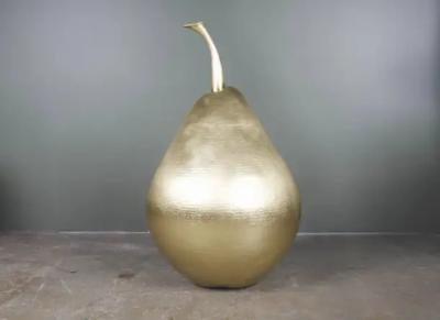 Robert Kuo Repouss Brass Pear Sculpture by Robert Kuo Limited Edition