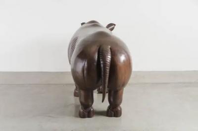 Robert Kuo Rhinoceros Sculpture Antique Copper by Robert Kuo One of a Kind