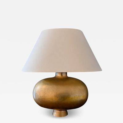 Robert Kuo Robert Kuo for McGuire 24K Hammered Gold Plated Cocoon Table Lamp ca 2000