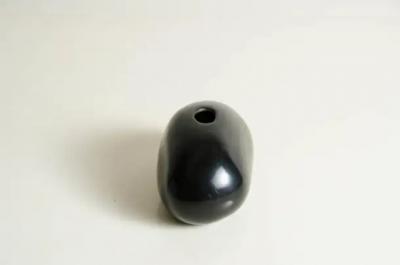 Robert Kuo Rock Bud Vase Short Black Lacquer by Robert Kuo Handmade Limited Edition