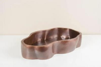 Robert Kuo Root Shape Oblong Low Cachepot Antique Copper by Robert Kuo Limited Edition