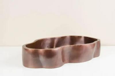 Robert Kuo Root Shape Oblong Low Cachepot Antique Copper by Robert Kuo Limited Edition