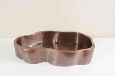 Robert Kuo Root Shape Oblong Low Cachepot Antique Copper by Robert Kuo Limited Edition