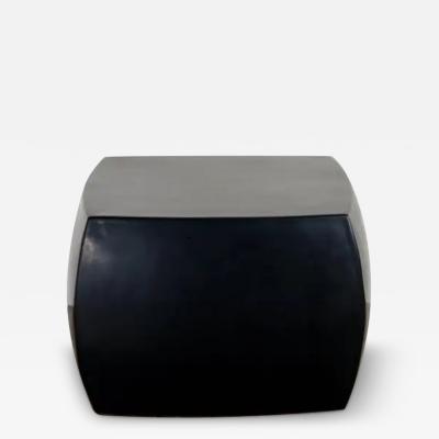 Robert Kuo Rounded Square Stool Black Lacquer by Robert Kuo Hand Repousse Limited