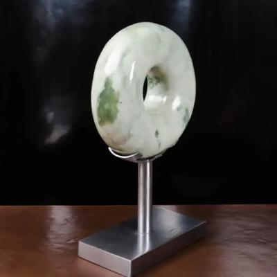 Robert Kuo Rounded Zong Sculpture Nephrite Jade by Robert Kuo Hand Carved Limited
