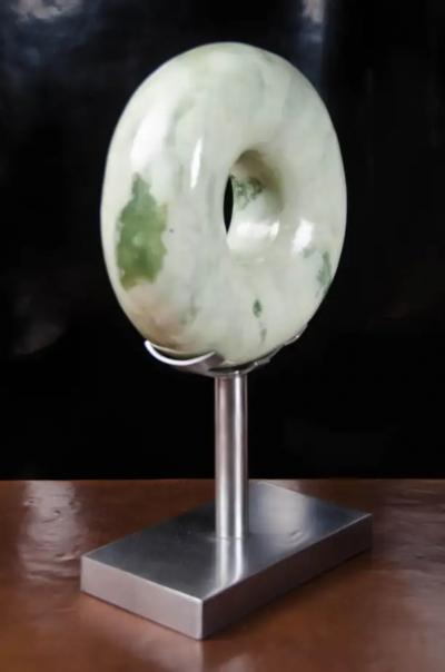 Robert Kuo Rounded Zong Sculpture Nephrite Jade by Robert Kuo Hand Carved Limited
