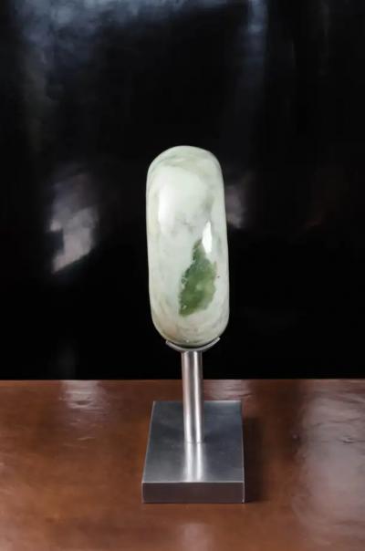 Robert Kuo Rounded Zong Sculpture Nephrite Jade by Robert Kuo Hand Carved Limited