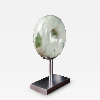 Robert Kuo Rounded Zong Sculpture Nephrite Jade by Robert Kuo Hand Carved Limited