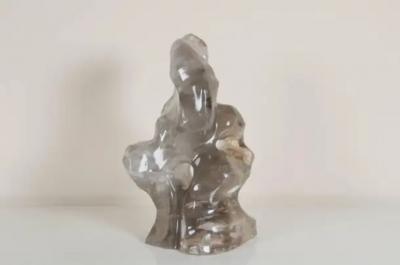 Robert Kuo Scholar Rock Smoke Crystal by Robert Kuo Hand Carved Limited Edition