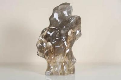 Robert Kuo Scholar Rock Smoke Crystal by Robert Kuo Hand Carved Limited Edition
