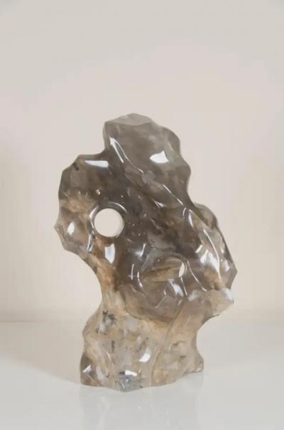Robert Kuo Scholar Rock Smoke Crystal by Robert Kuo Hand Carved Limited Edition