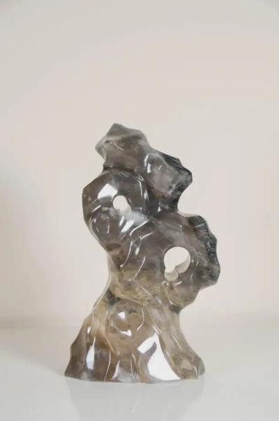 Robert Kuo Scholar Rock Smoke Crystal by Robert Kuo Hand Carved Limited Edition
