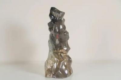 Robert Kuo Scholar Rock Smoke Crystal by Robert Kuo Hand Carved Limited Edition