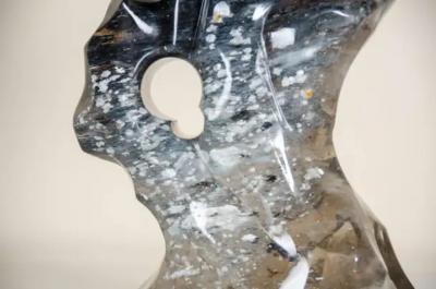 Robert Kuo Scholar Rock Smoke Crystal by Robert Kuo Hand Carved Limited Edition