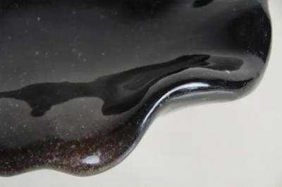 Robert Kuo Shallow Lotus Bowl Small Black Crystal by Robert Kuo Hand Carved