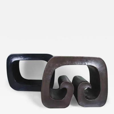 Robert Kuo Shang Scroll Table in Copper by Robert Kuo Limited Edition Hand Repouss 