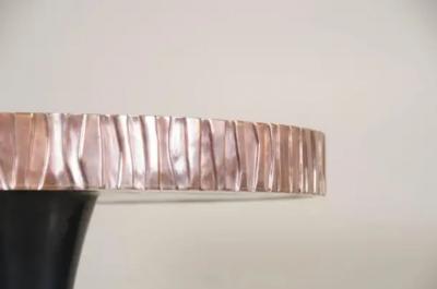 Robert Kuo Side Table with Kuai Design Trim by Robert Kuo Hand Repouss Limited Edition