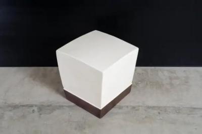 Robert Kuo Square Crown Drumstool Cream Lacquer by Robert Kuo Hand Repousse Limited