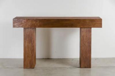 Robert Kuo T Console Pleats Design in Copper By Robert Kuo Hand Repousse Limited Edition