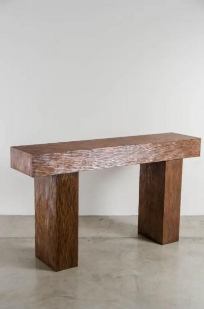 Robert Kuo T Console Pleats Design in Copper By Robert Kuo Hand Repousse Limited Edition