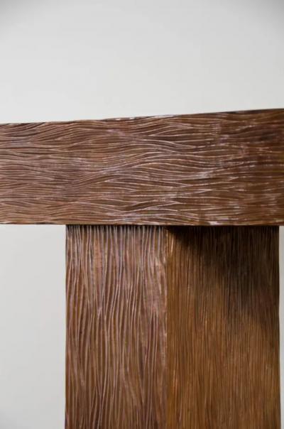 Robert Kuo T Console Pleats Design in Copper By Robert Kuo Hand Repousse Limited Edition