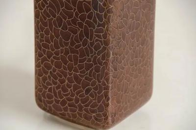 Robert Kuo Tall Block Web Table Lamp in Fig Color by Robert Kuo Limited Edition