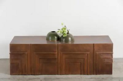 Robert Kuo Tessa Bench Antique Copper by Robert Kuo Limited Edition Hand Repousse