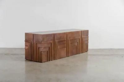 Robert Kuo Tessa Bench Antique Copper by Robert Kuo Limited Edition Hand Repousse
