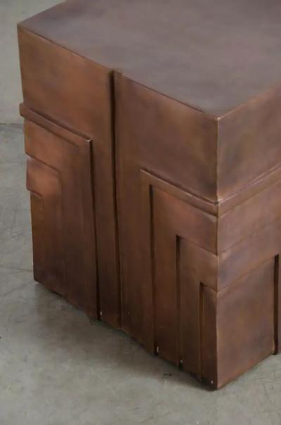 Robert Kuo Tessa Bench Antique Copper by Robert Kuo Limited Edition Hand Repousse