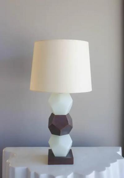Robert Kuo Three Tier Faceted Lamp with Stand by Robert Kuo Limited Edition