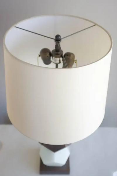 Robert Kuo Three Tier Faceted Lamp with Stand by Robert Kuo Limited Edition