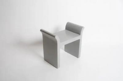 Robert Kuo Vanity Seat in Grey Lacquer by Robert Kuo Limited Edition