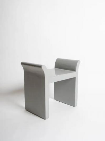 Robert Kuo Vanity Seat in Grey Lacquer by Robert Kuo Limited Edition