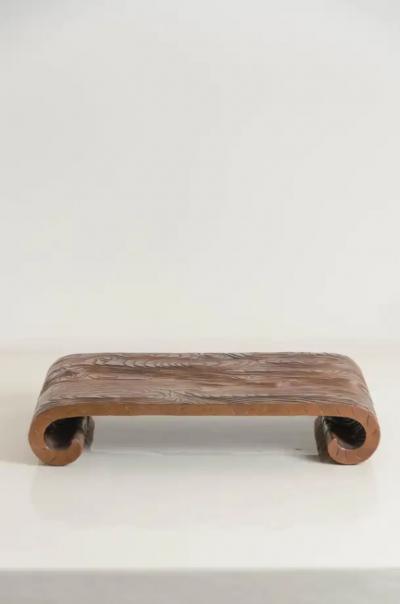 Robert Kuo Woodgrain Scroll Stand Antique Copper by Robert Kuo Hand Repousse Limited