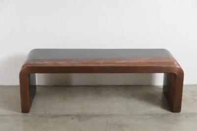 Robert Kuo Woodgrain with Lacquer Bench by Robert Kuo Hand Repousse Limited Edition